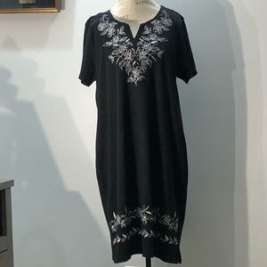 Karen Scott Black Sport Dress with Embroidered Sz 1X